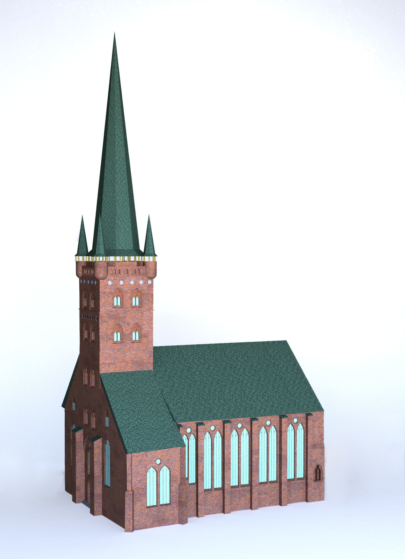 Church with roof 3D model_2