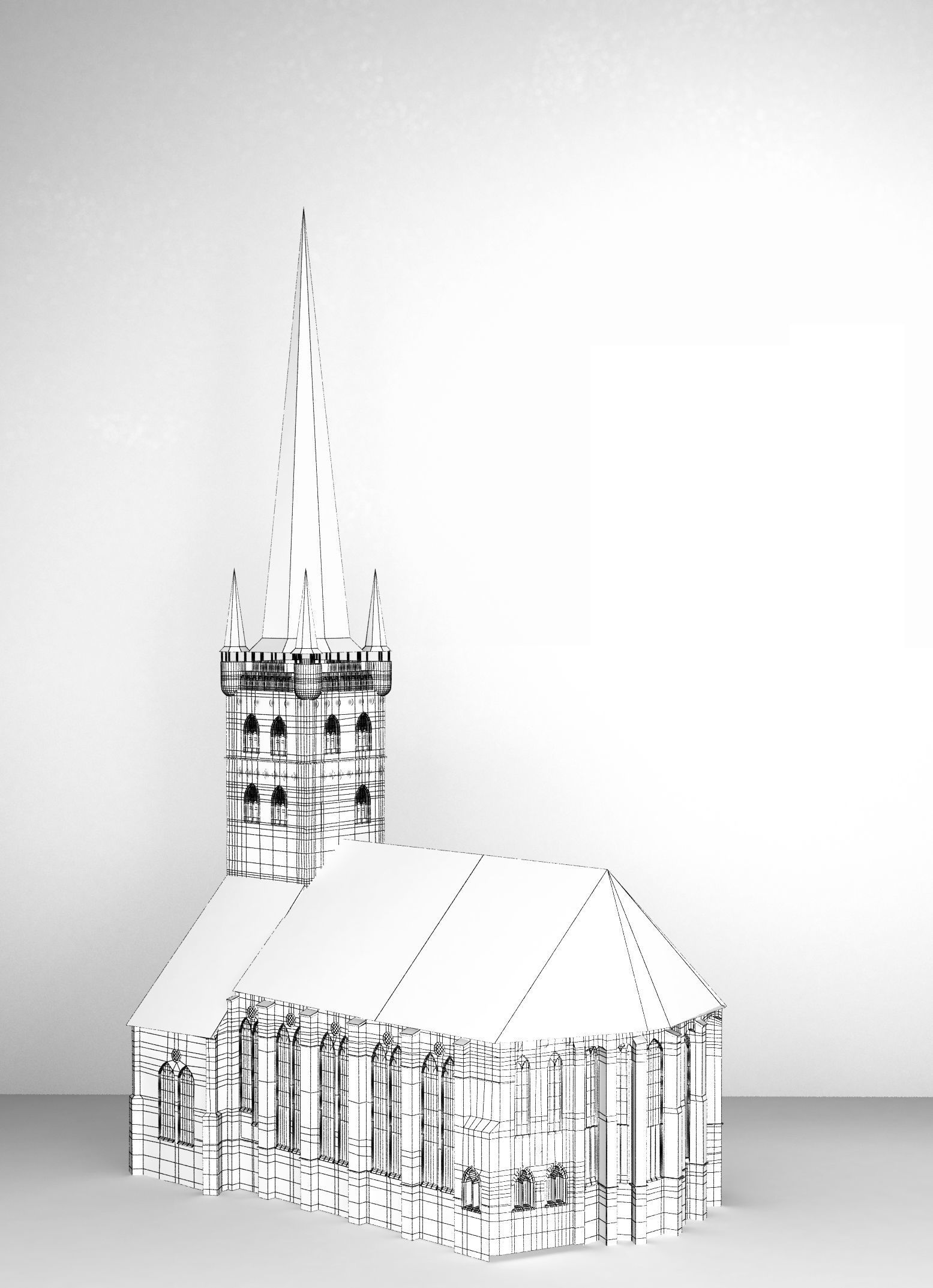 Church with roof 3D model_10