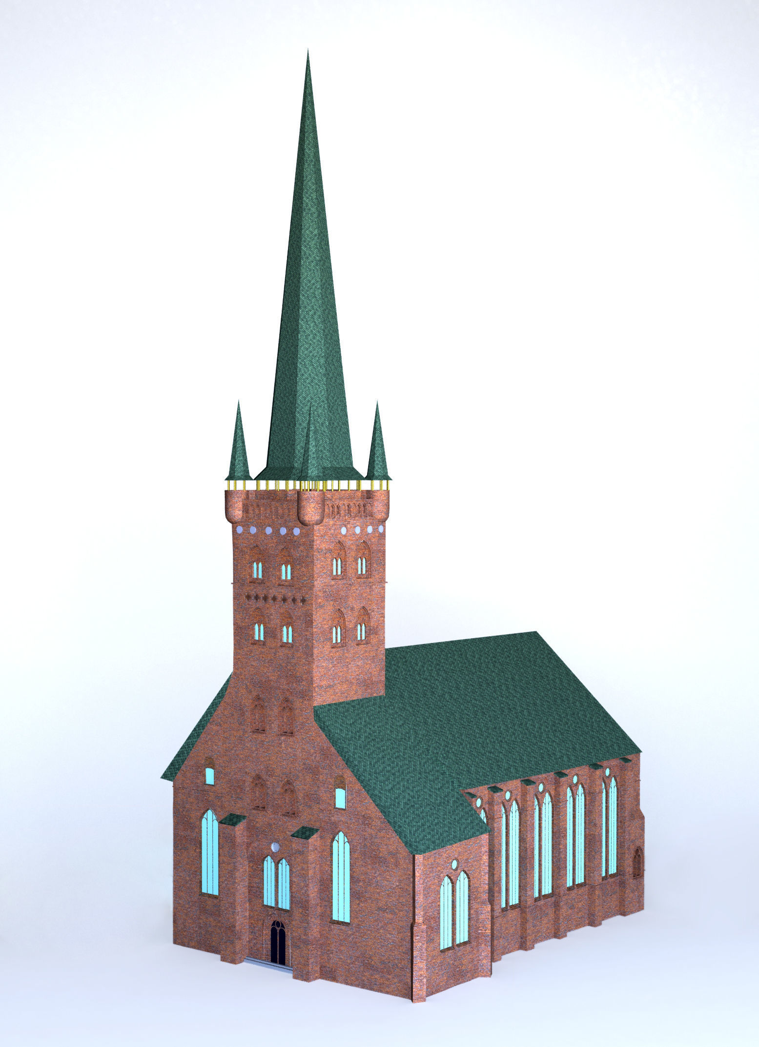 Church with roof 3D model_6