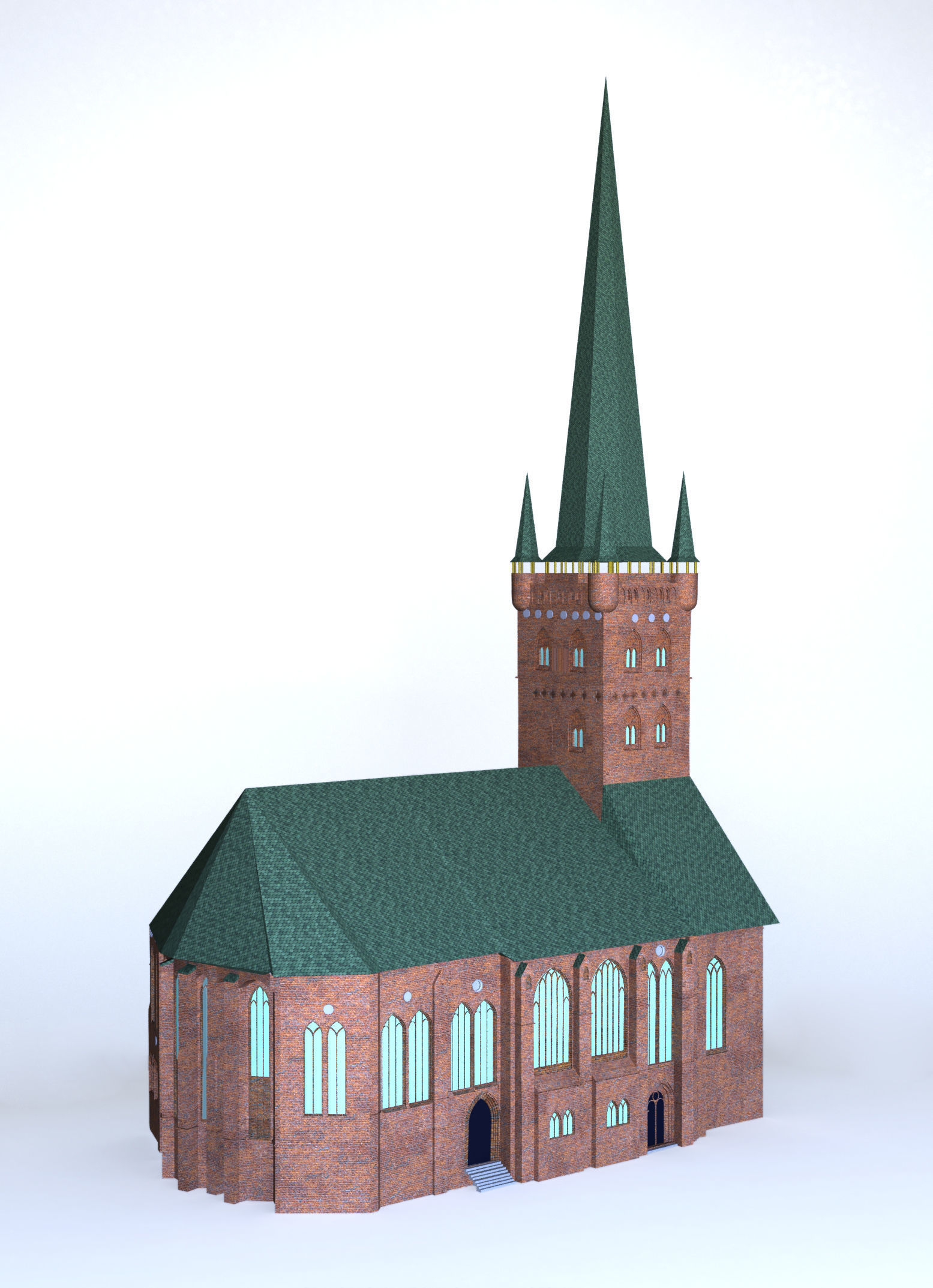 Church with roof 3D model_8