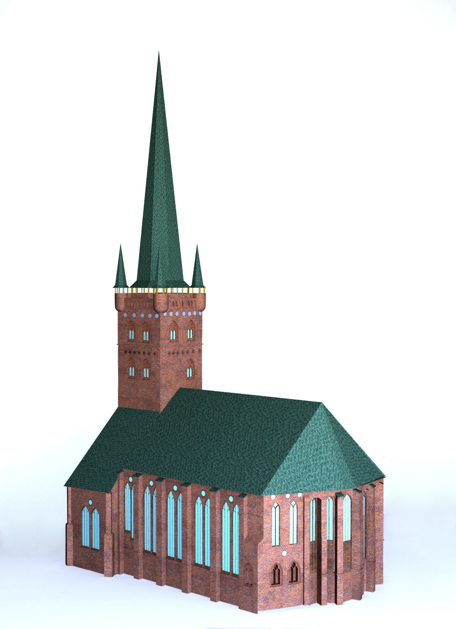 Church with roof 3D model_5