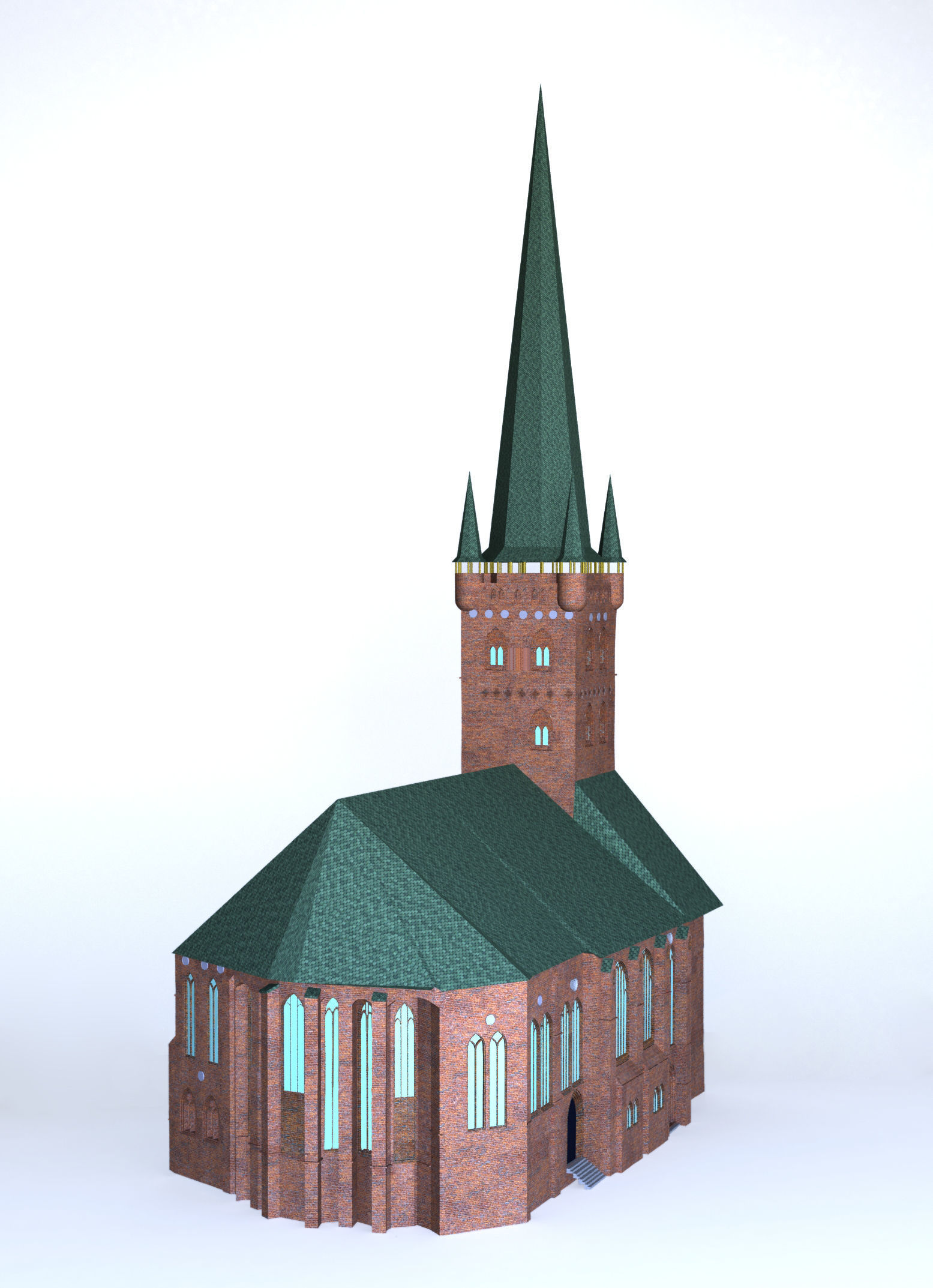 Church with roof 3D model_7