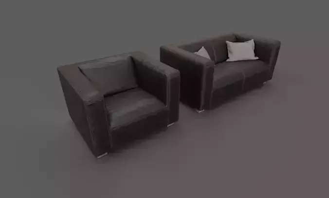 Leather Sofa and Armchair 
