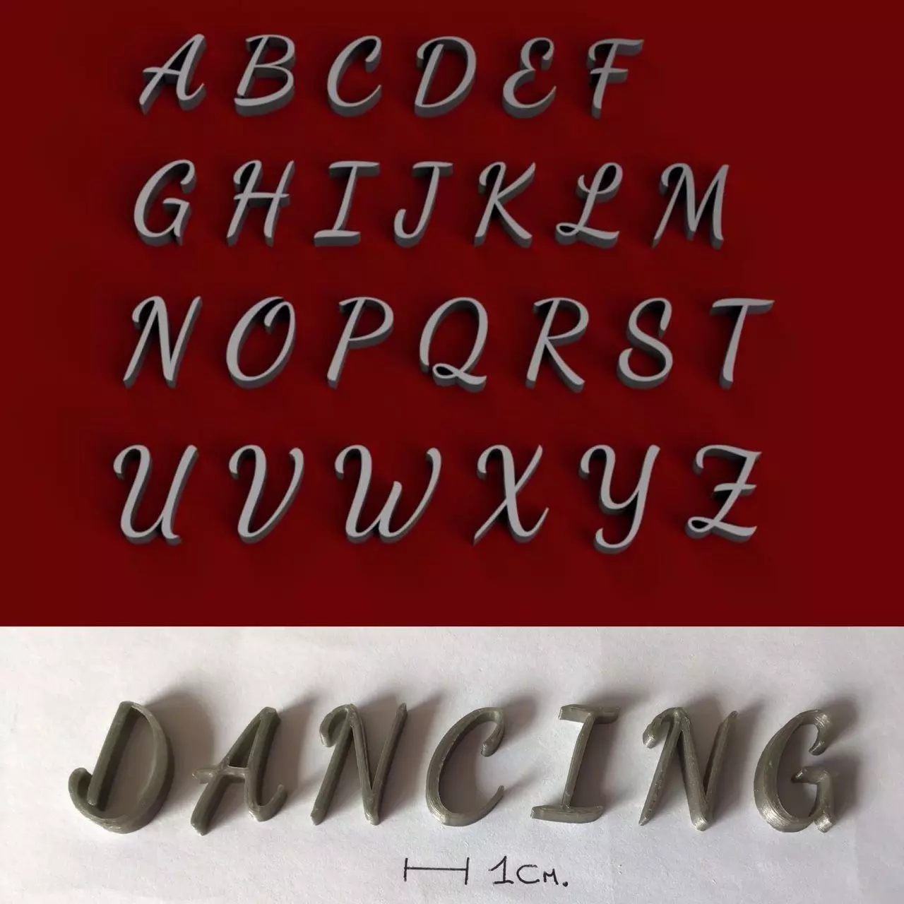 DANCING uppercase and lowercase 3D Letters STL FILE 3D print model