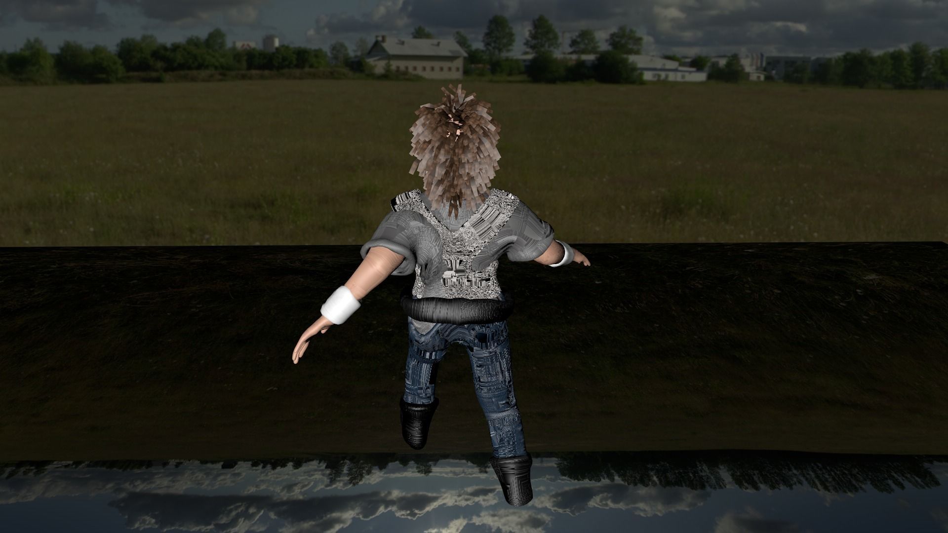 Female 3d model rigged              Low-poly 3D model_4