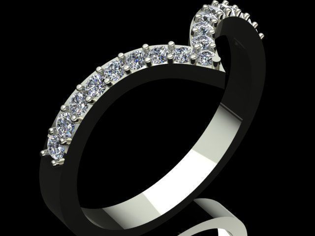 Designed Diamond Golden Engagement Ring  3D print model_1