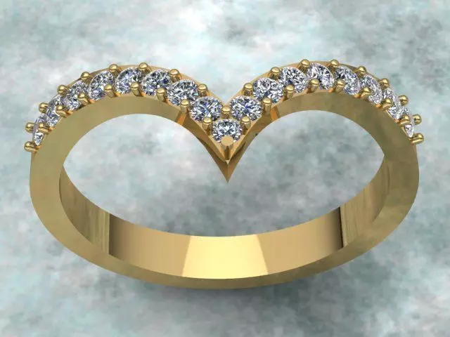 Designed Diamond Golden Engagement Ring  3D print model_0