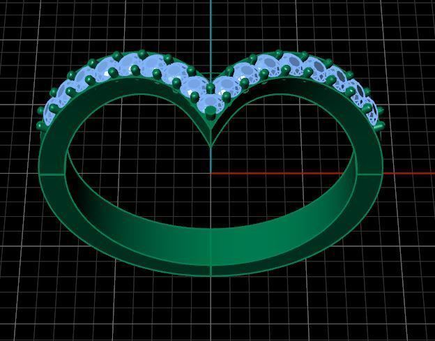 Designed Diamond Golden Engagement Ring  3D print model_4