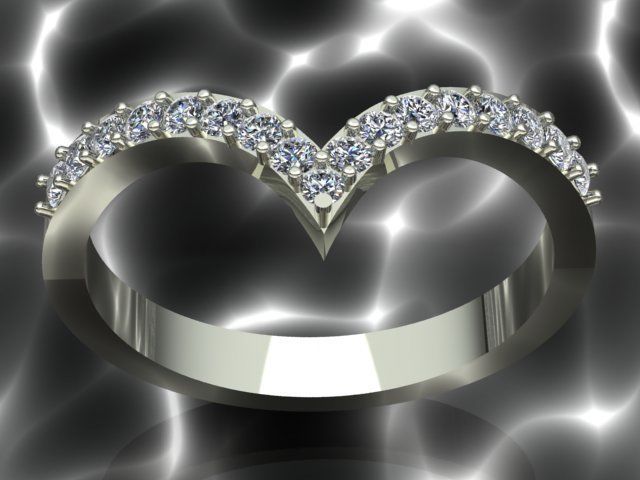 Designed Diamond Golden Engagement Ring  3D print model_3