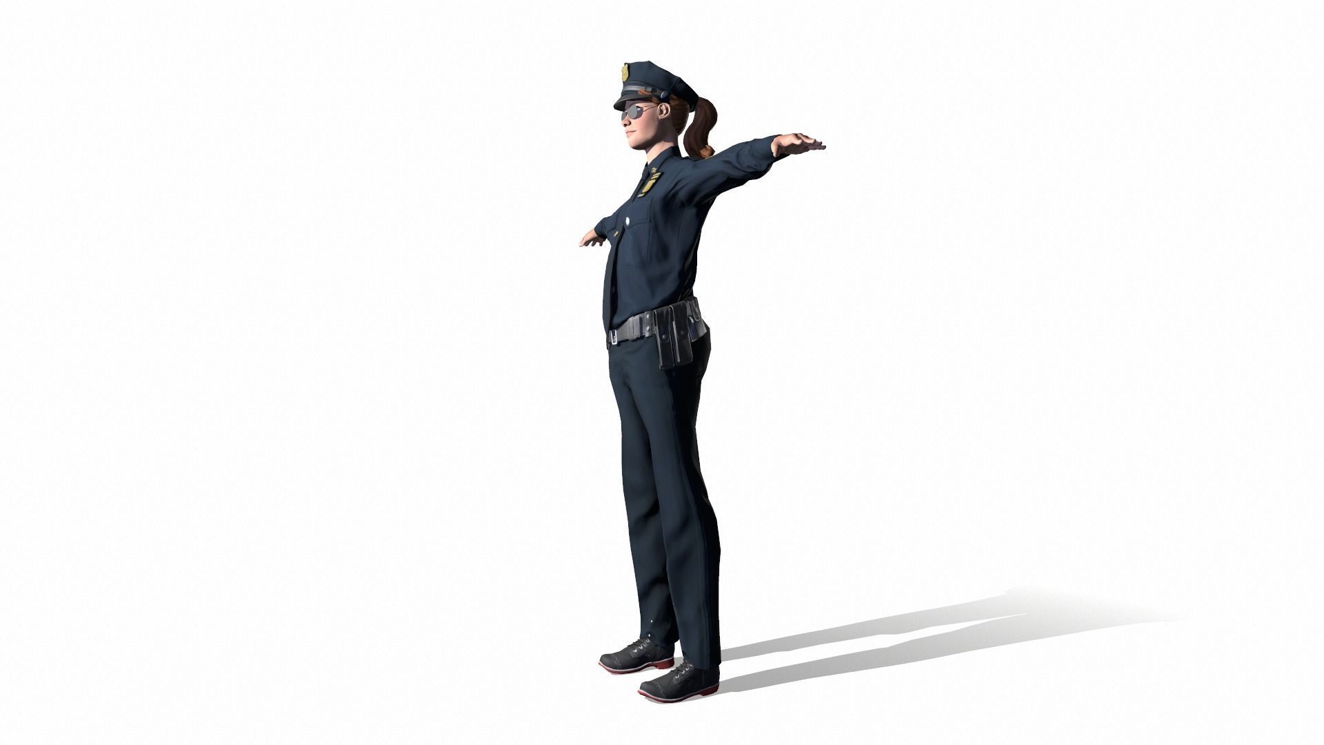 Character female police officer cop 3D model_10