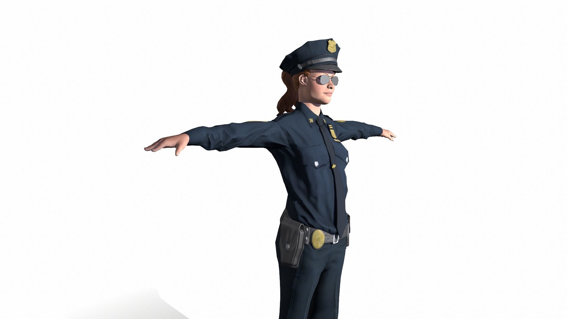 Character female police officer cop 3D model_4