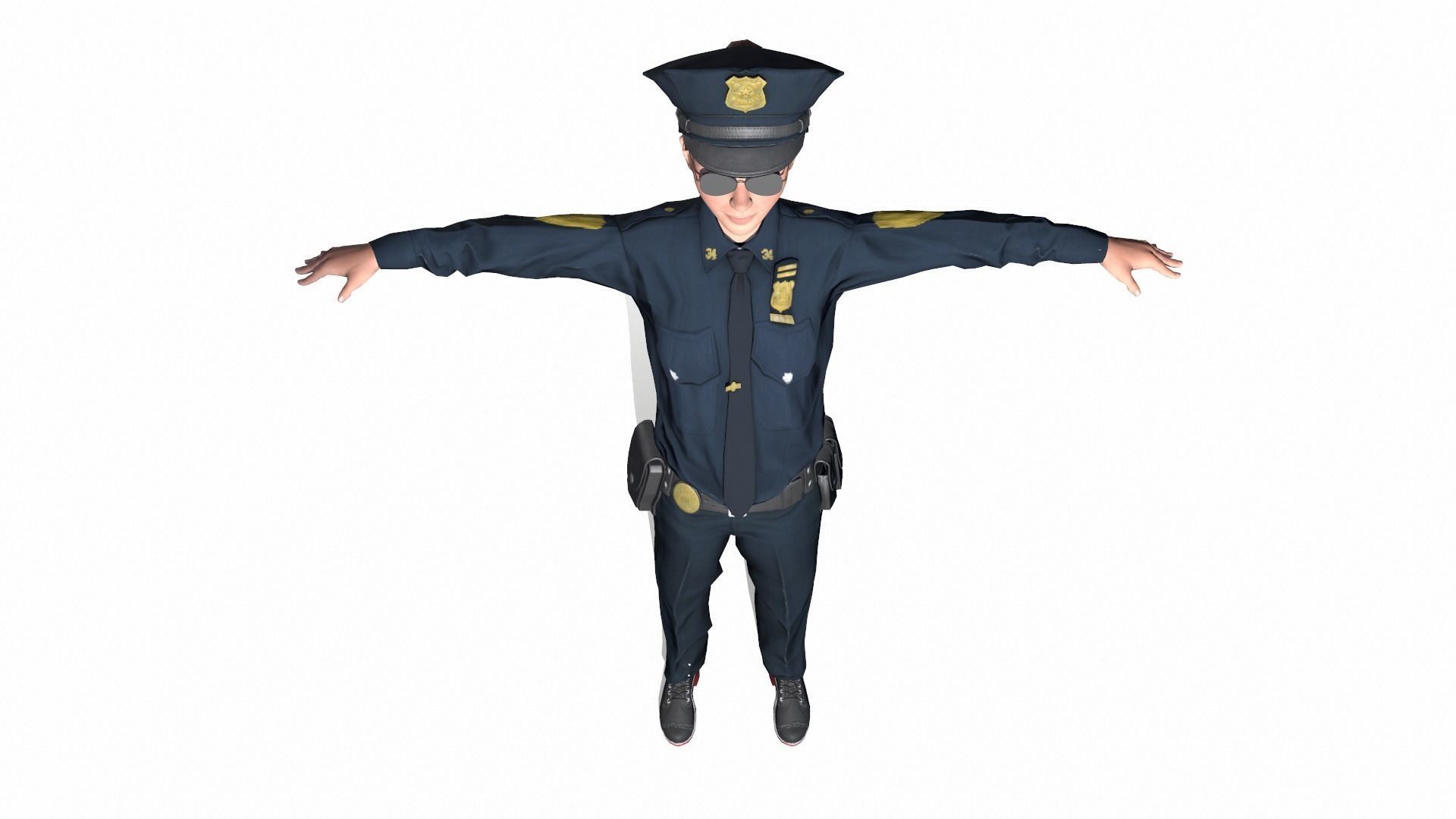 Character female police officer cop 3D model_7