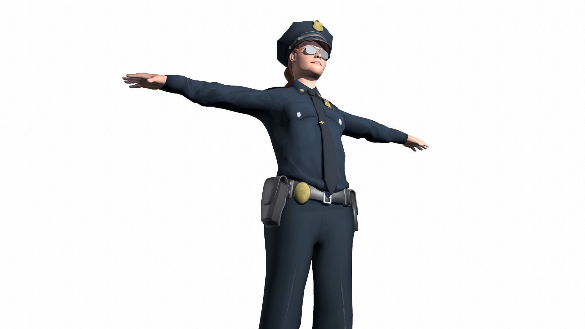 Character female police officer cop 3D model_9