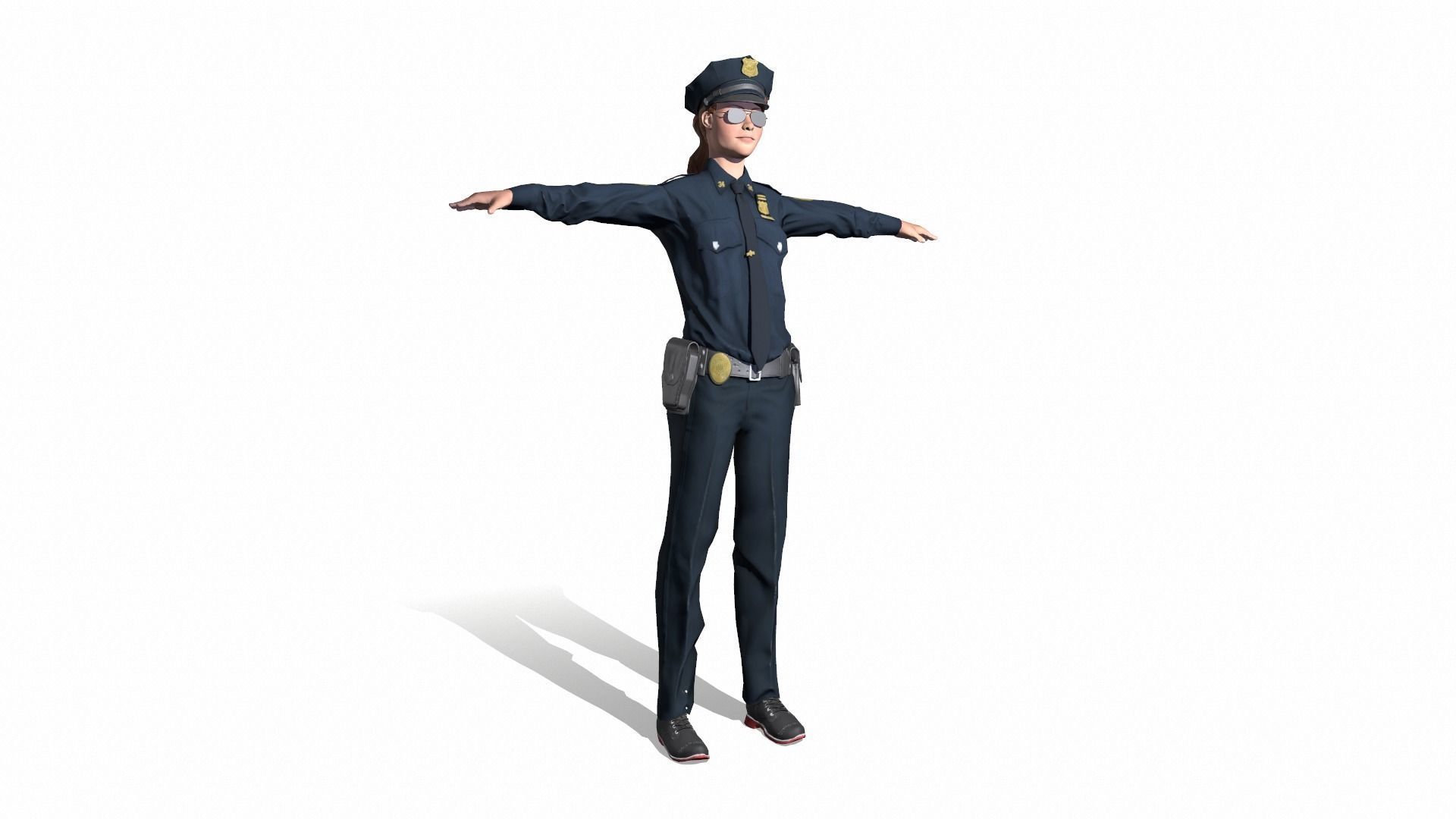 Character female police officer cop 3D model_5