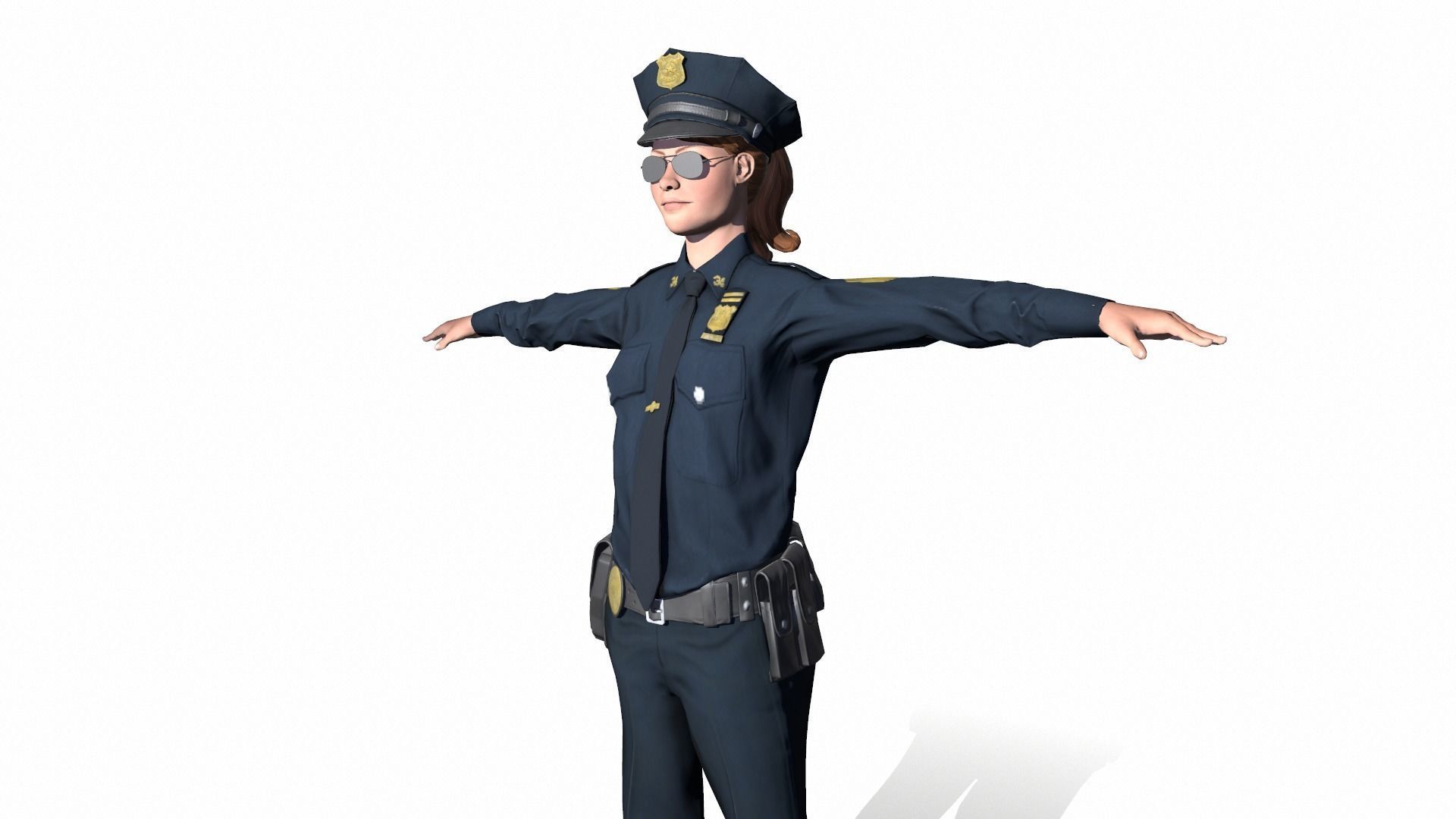 Character female police officer cop 3D model_3
