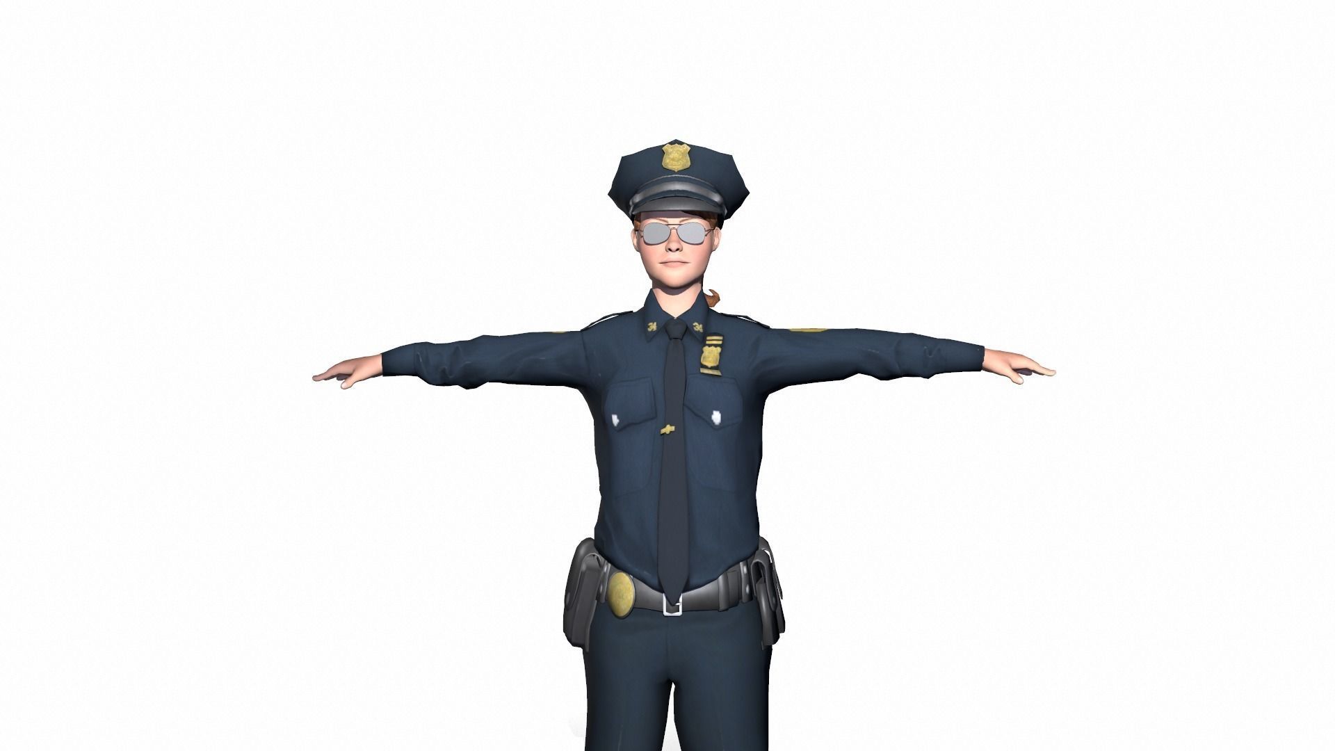 Character female police officer cop 3D model_6