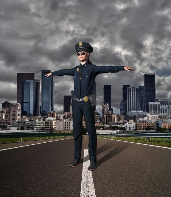 Character female police officer cop 3D model_2