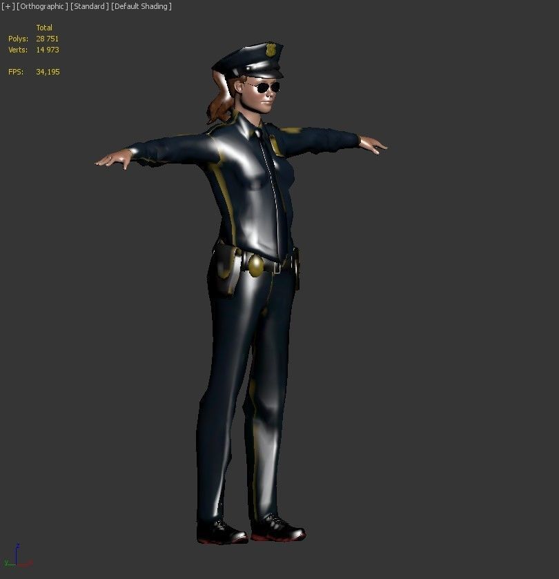 Character female police officer cop 3D model_13