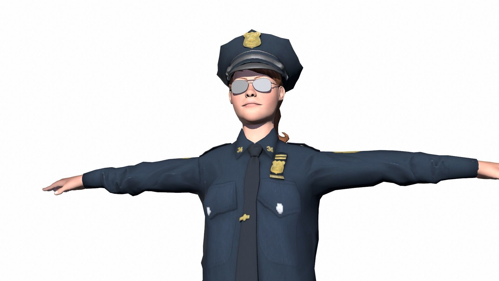 Character female police officer cop 3D model_8