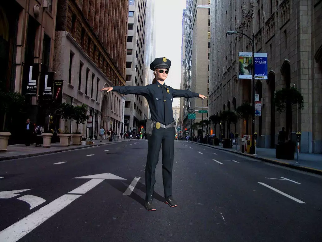 Character female police officer cop 3D model_0