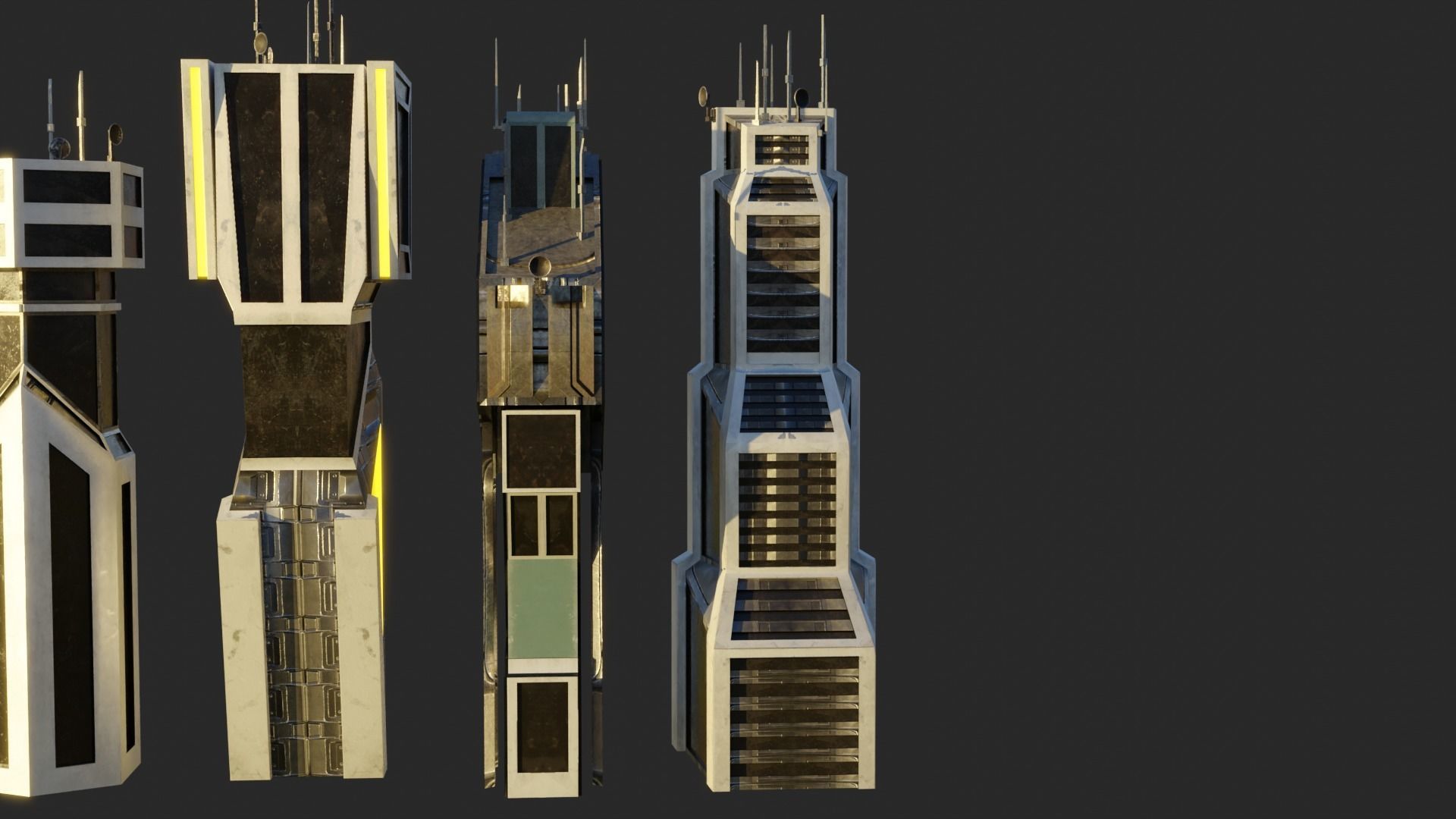 10 LOWPOLY GAME READY SCIFI BUILDINGS PACK Low-poly 3D model_2
