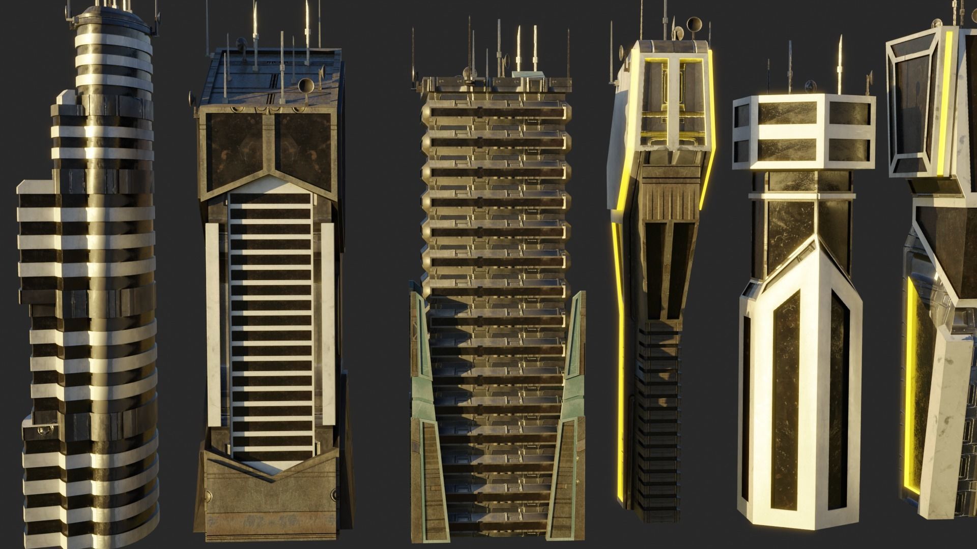 10 LOWPOLY GAME READY SCIFI BUILDINGS PACK Low-poly 3D model_5