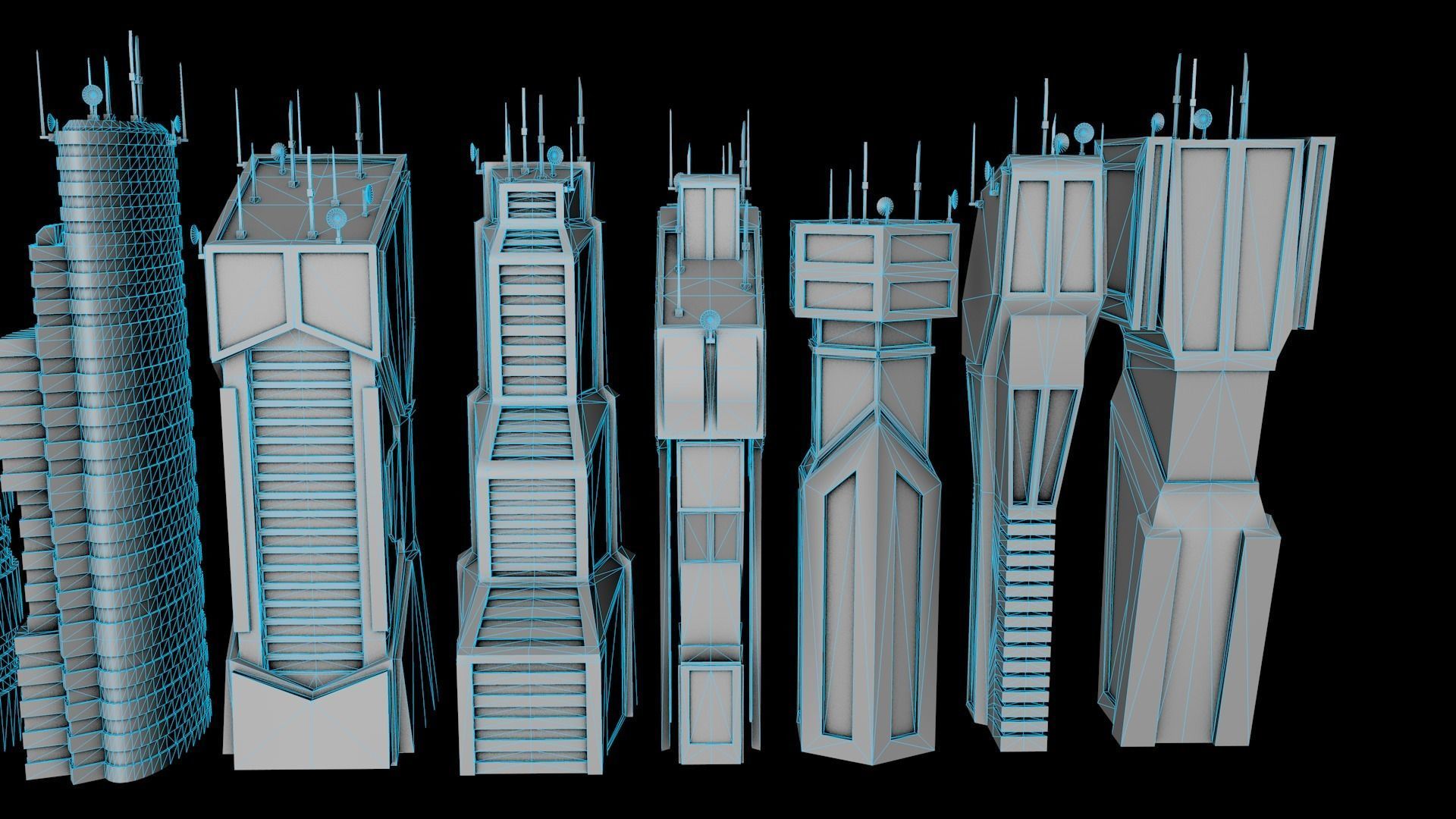 10 LOWPOLY GAME READY SCIFI BUILDINGS PACK Low-poly 3D model_31