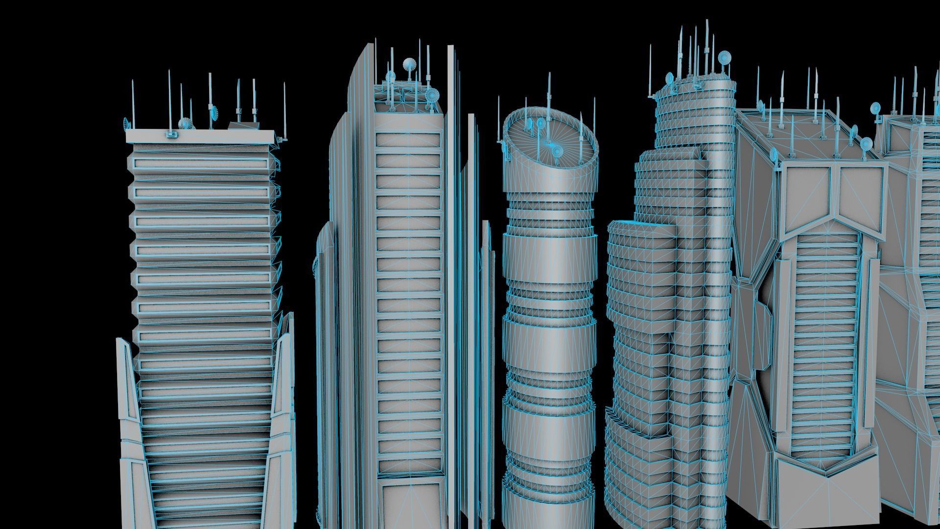 10 LOWPOLY GAME READY SCIFI BUILDINGS PACK Low-poly 3D model_36