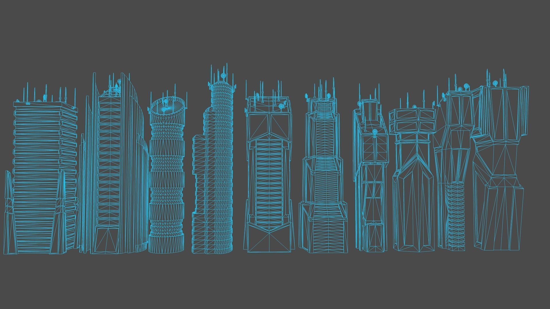 10 LOWPOLY GAME READY SCIFI BUILDINGS PACK Low-poly 3D model_28