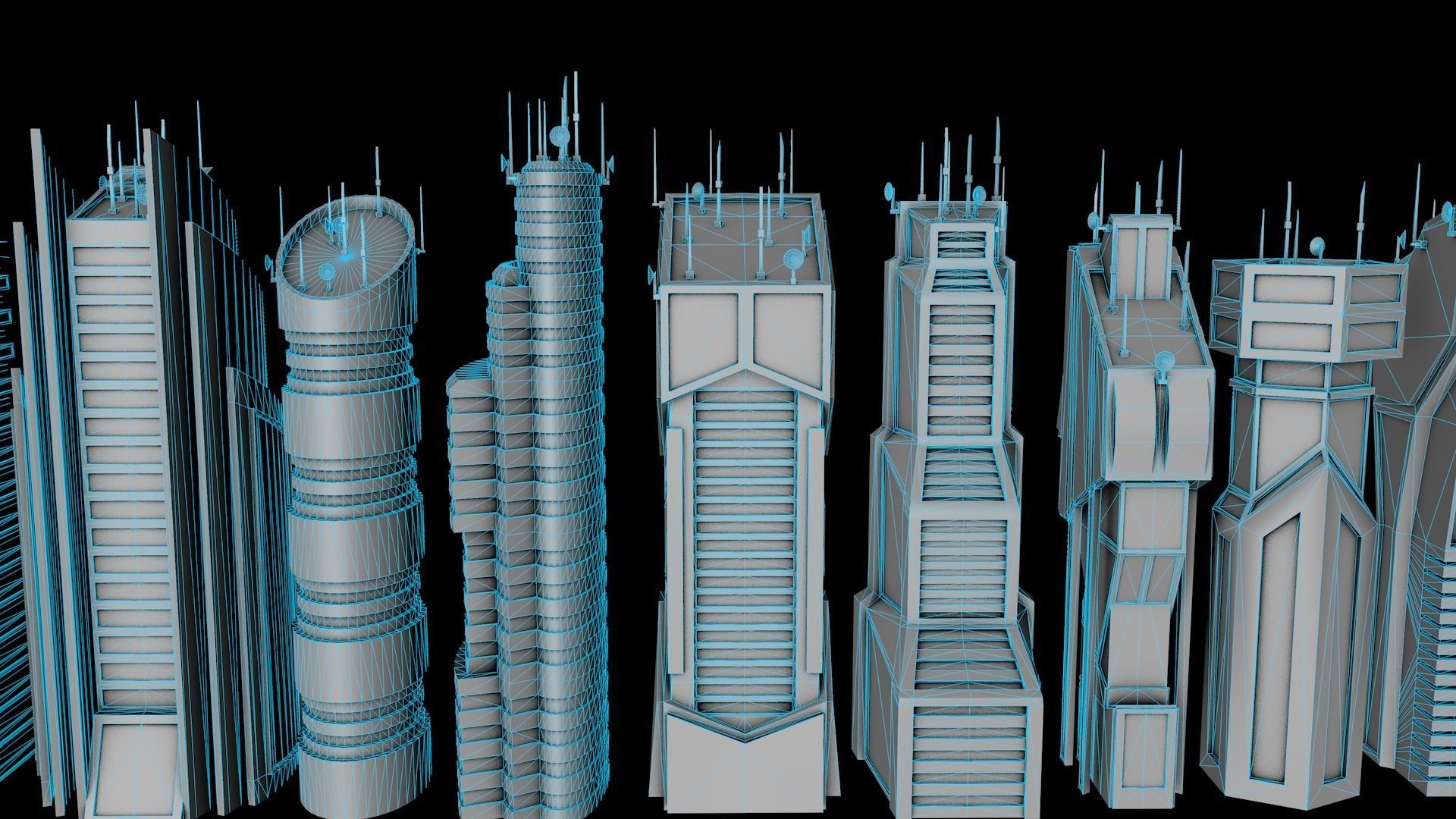 10 LOWPOLY GAME READY SCIFI BUILDINGS PACK Low-poly 3D model_32