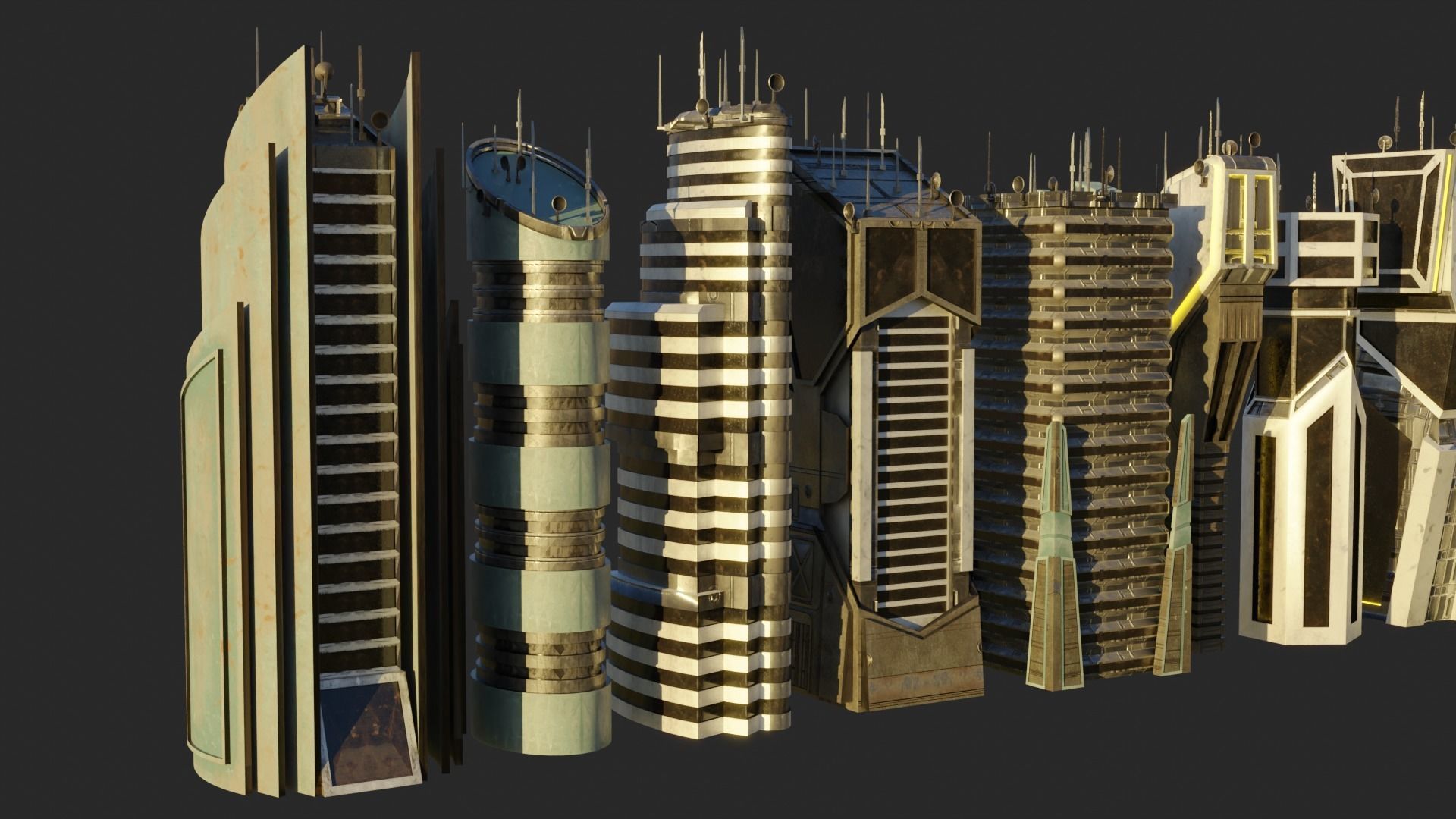 10 LOWPOLY GAME READY SCIFI BUILDINGS PACK Low-poly 3D model_7