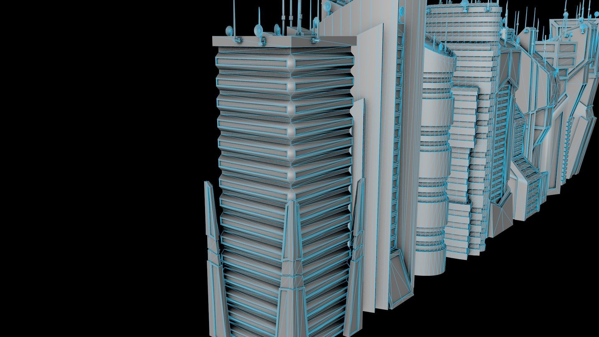 10 LOWPOLY GAME READY SCIFI BUILDINGS PACK Low-poly 3D model_38