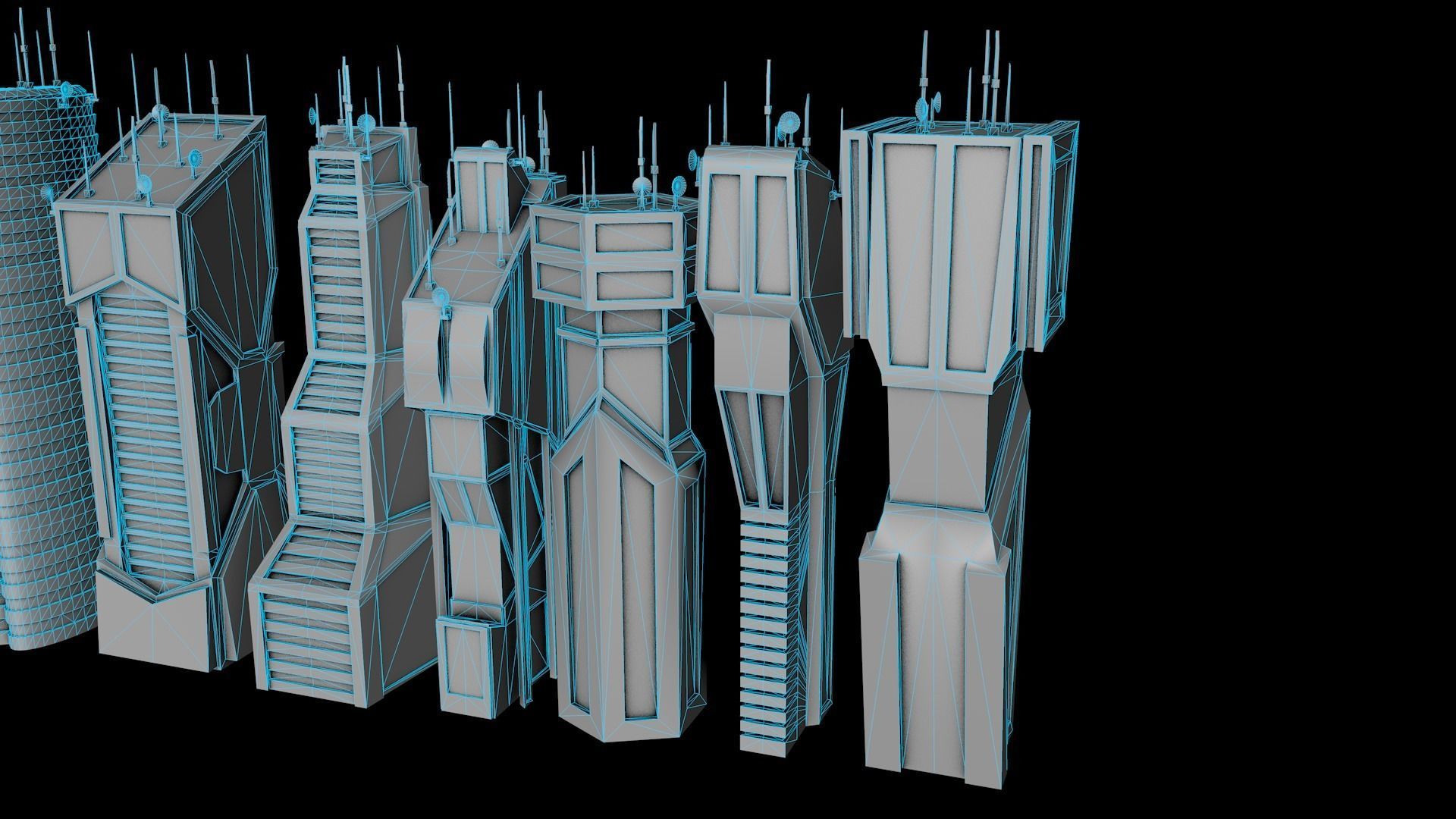 10 LOWPOLY GAME READY SCIFI BUILDINGS PACK Low-poly 3D model_29