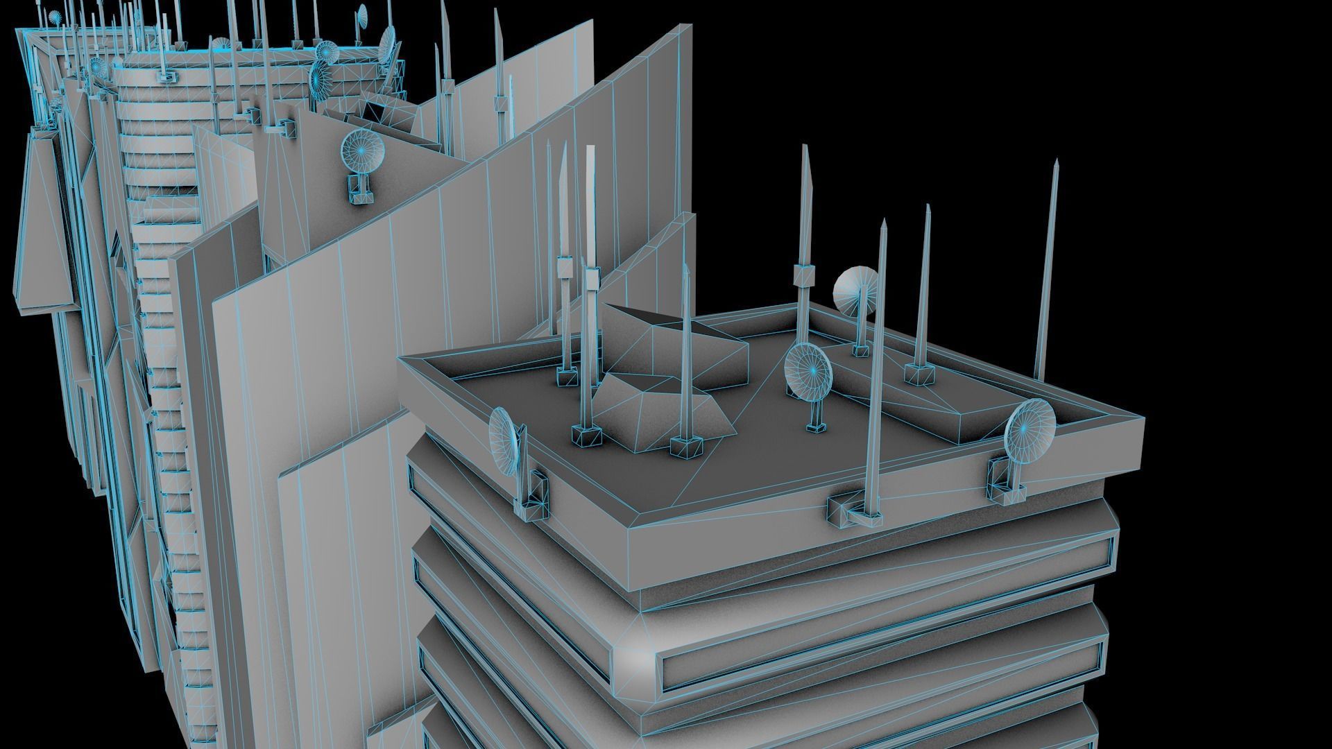 10 LOWPOLY GAME READY SCIFI BUILDINGS PACK Low-poly 3D model_39