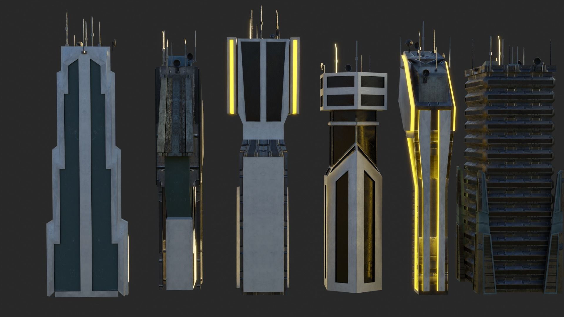 10 LOWPOLY GAME READY SCIFI BUILDINGS PACK Low-poly 3D model_10