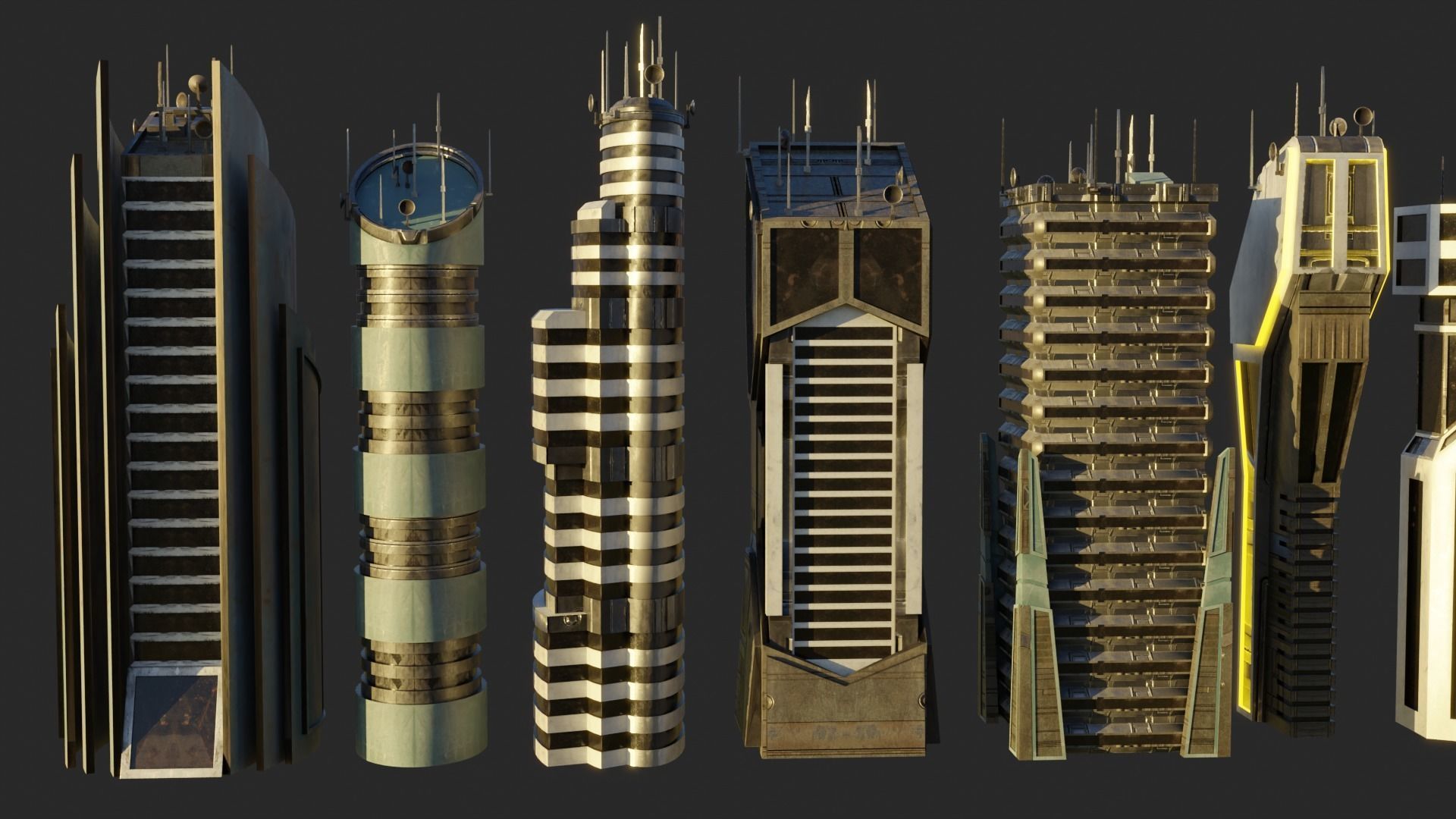 10 LOWPOLY GAME READY SCIFI BUILDINGS PACK Low-poly 3D model_6