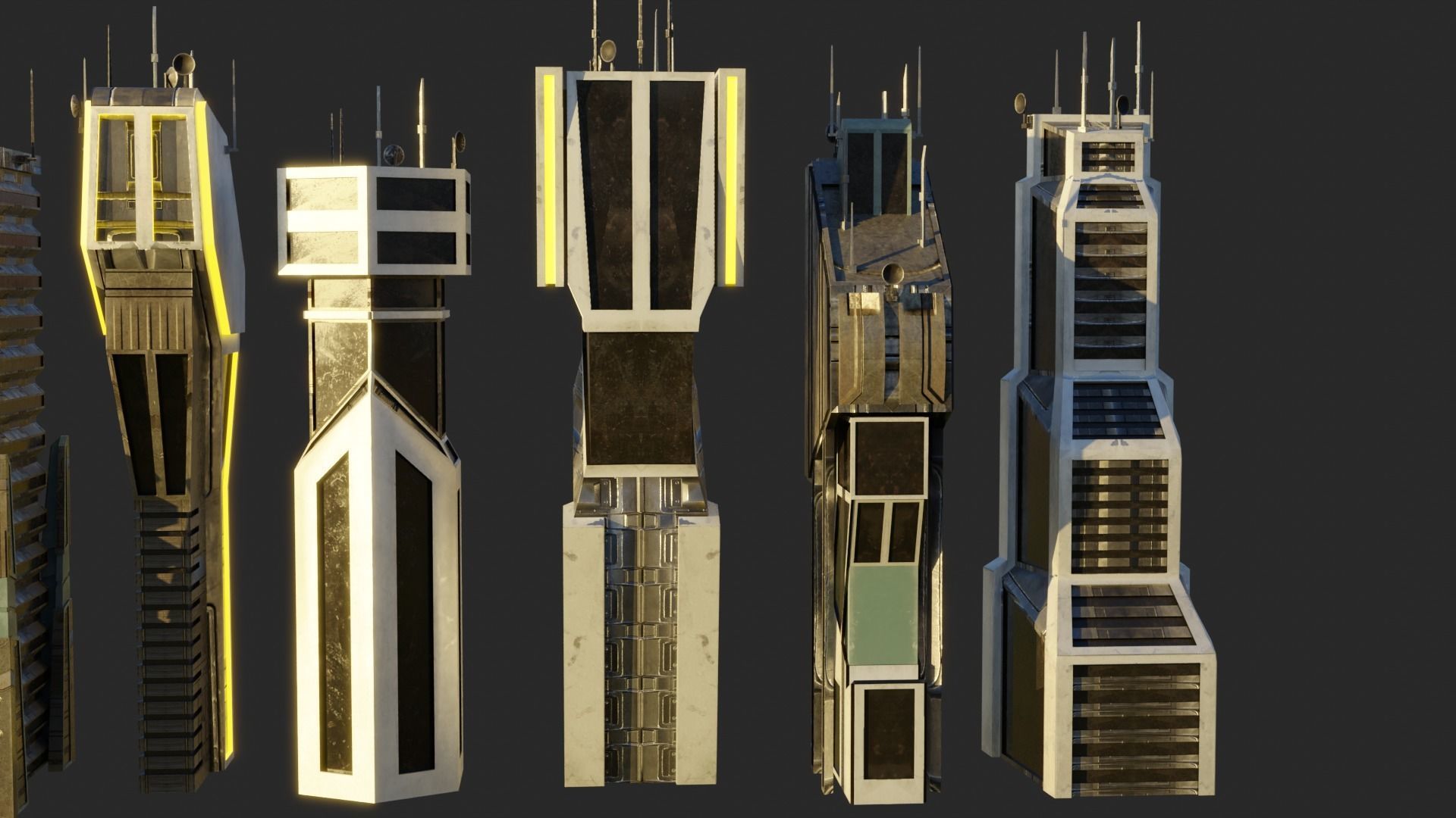 10 LOWPOLY GAME READY SCIFI BUILDINGS PACK Low-poly 3D model_3