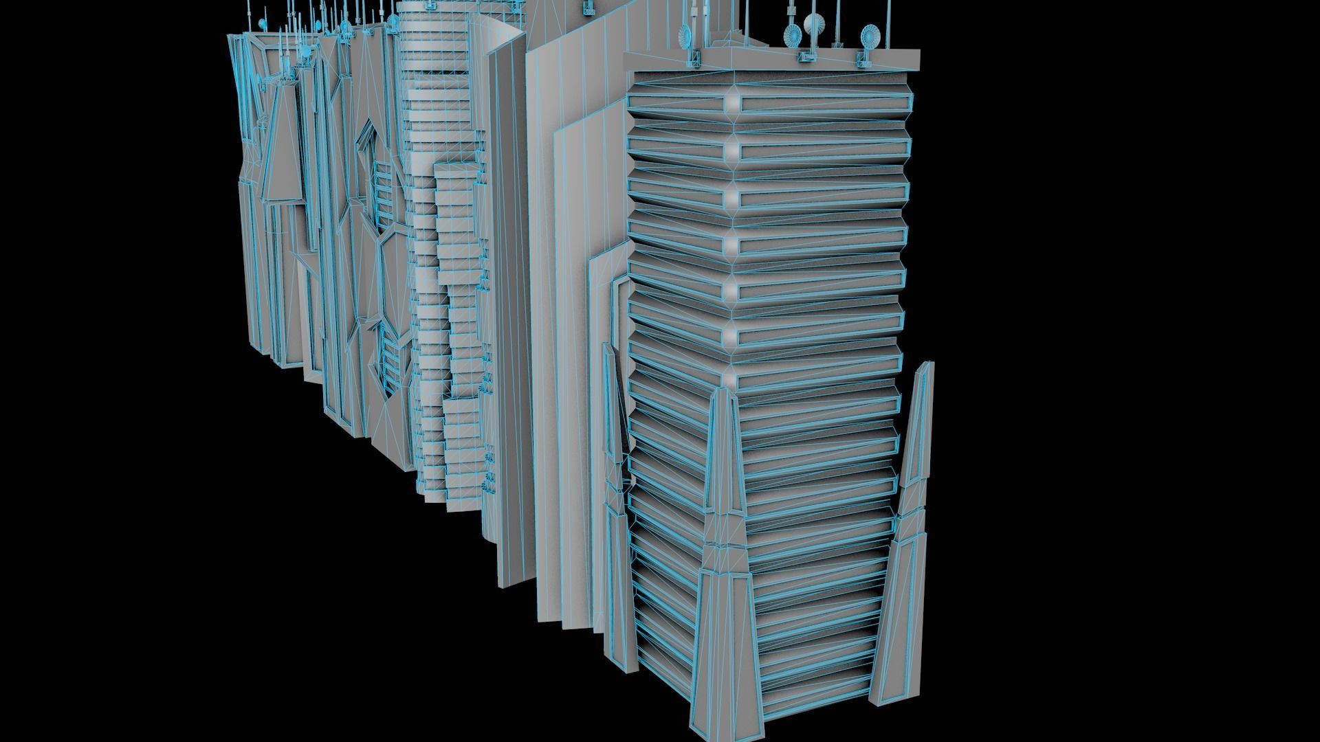 10 LOWPOLY GAME READY SCIFI BUILDINGS PACK Low-poly 3D model_37