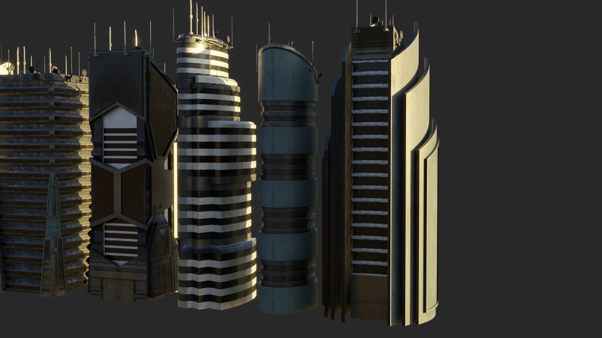10 LOWPOLY GAME READY SCIFI BUILDINGS PACK Low-poly 3D model_8