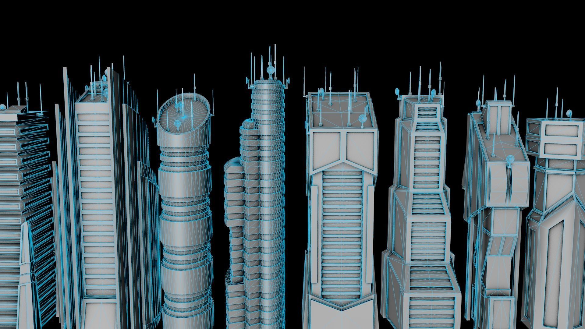 10 LOWPOLY GAME READY SCIFI BUILDINGS PACK Low-poly 3D model_33