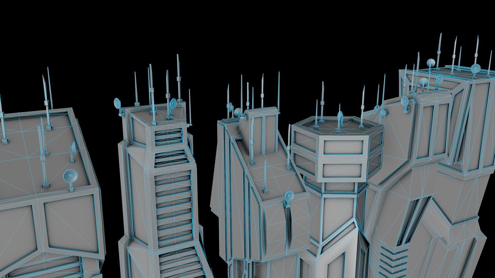 10 LOWPOLY GAME READY SCIFI BUILDINGS PACK Low-poly 3D model_42