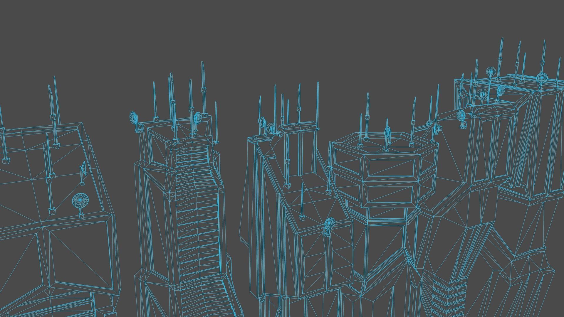 10 LOWPOLY GAME READY SCIFI BUILDINGS PACK Low-poly 3D model_26