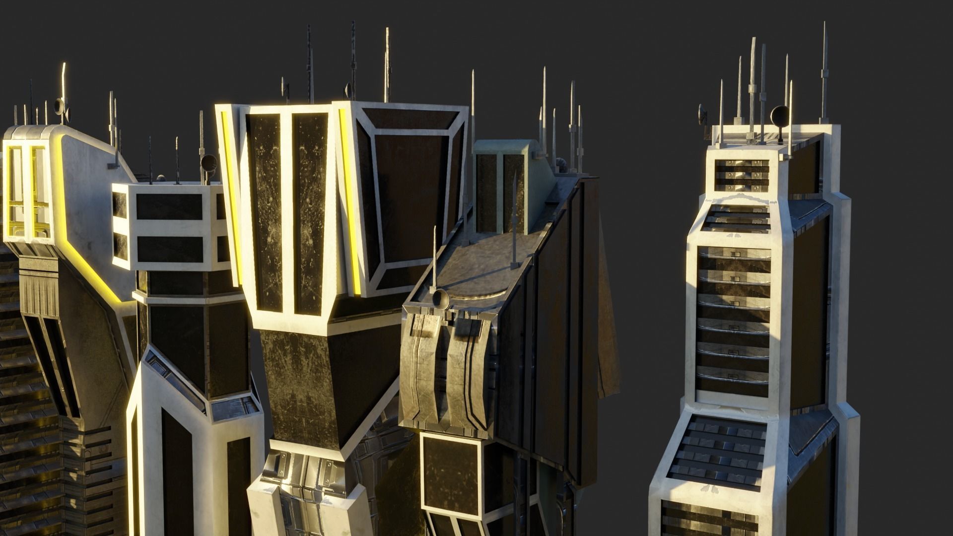 10 LOWPOLY GAME READY SCIFI BUILDINGS PACK Low-poly 3D model_11