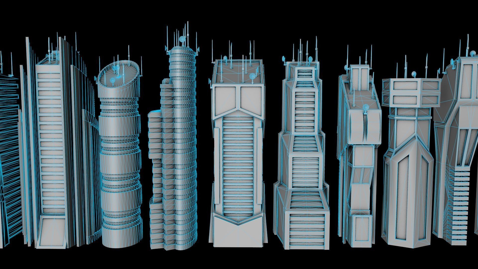 10 LOWPOLY GAME READY SCIFI BUILDINGS PACK Low-poly 3D model_35