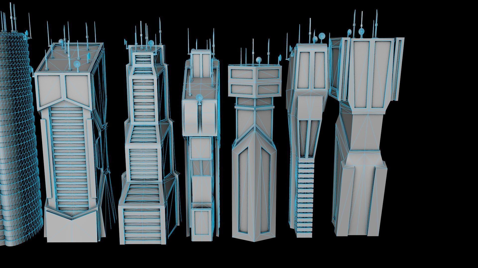 10 LOWPOLY GAME READY SCIFI BUILDINGS PACK Low-poly 3D model_30