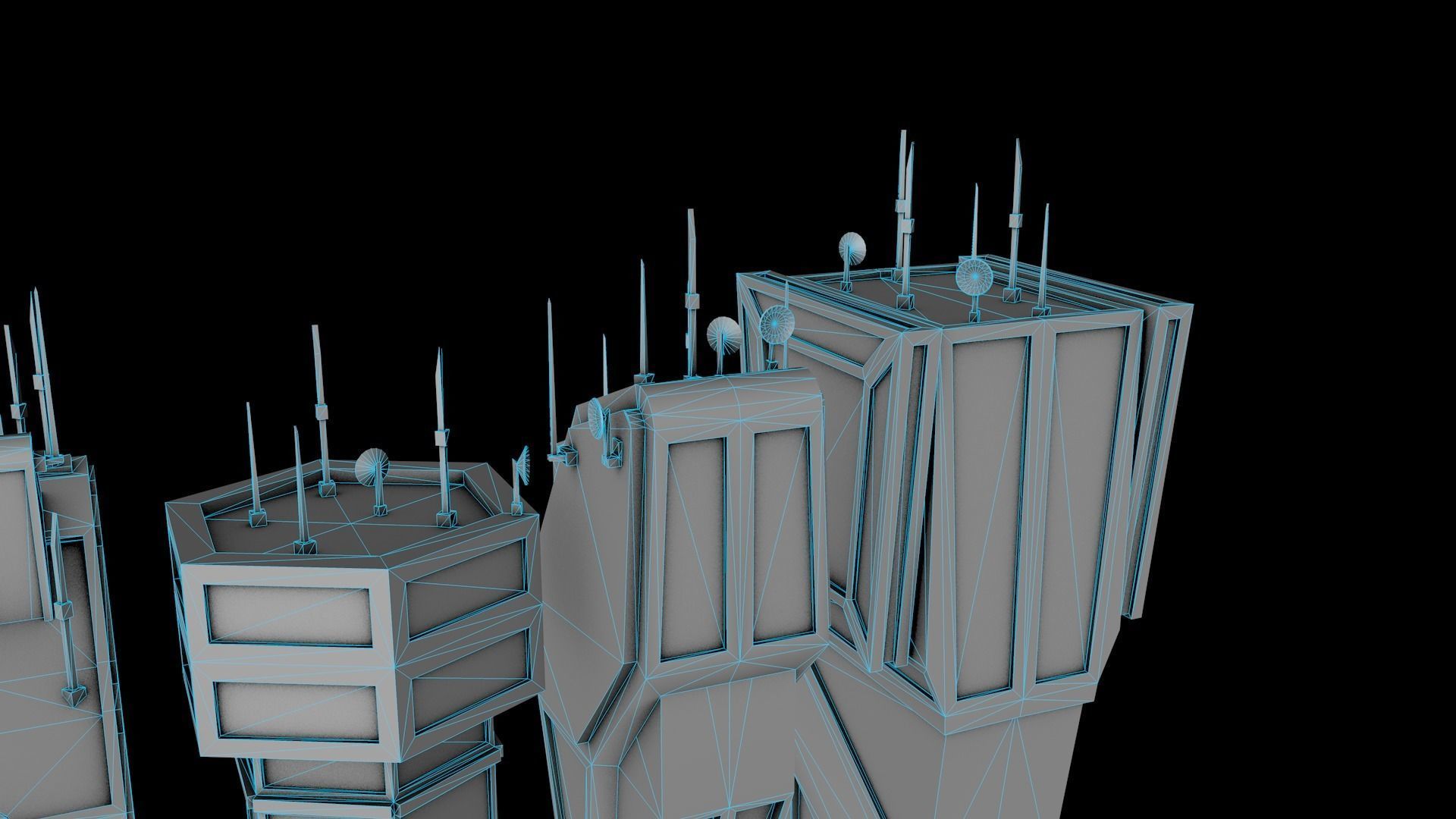 10 LOWPOLY GAME READY SCIFI BUILDINGS PACK Low-poly 3D model_43