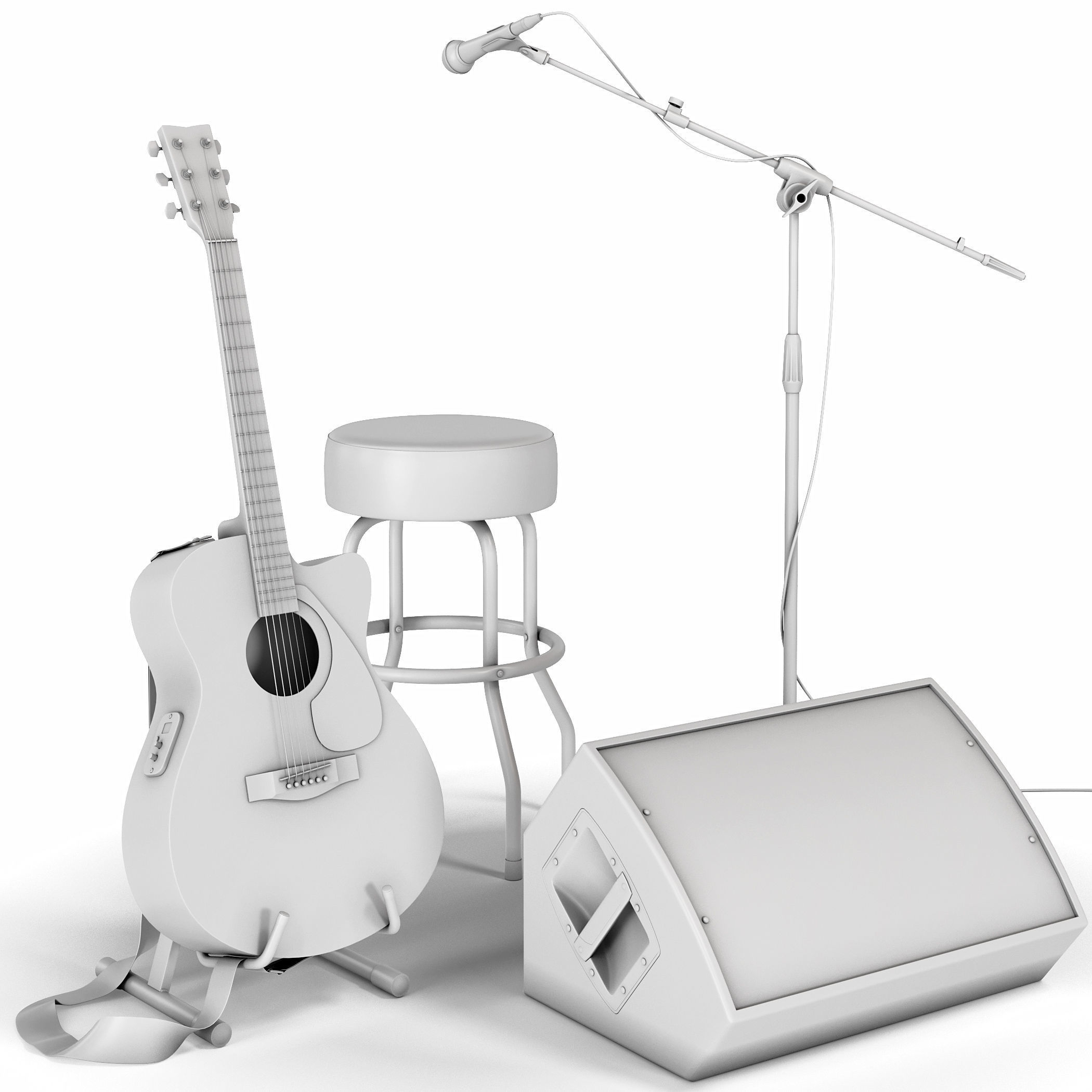 Guitar set for stage 3D model_1