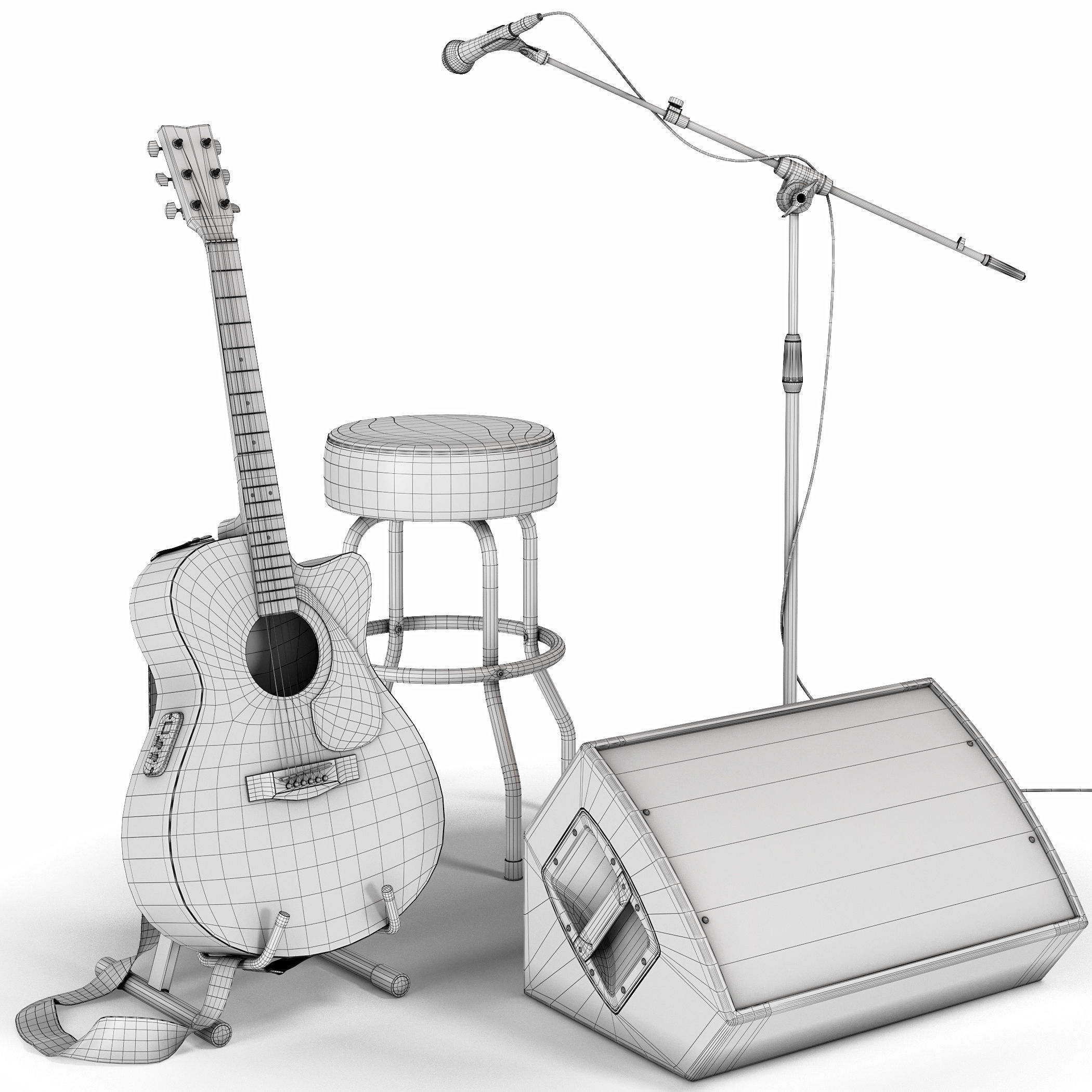 Guitar set for stage 3D model_2