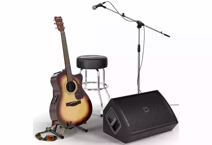 Guitar set for stage 3D model