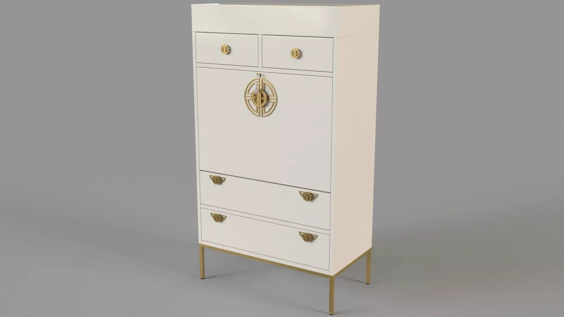 Brass Key Secretary Desk 3D model
